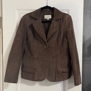 Cherokee 100% Suede Leather Chocolate Brown Jacket Size Large Vintage